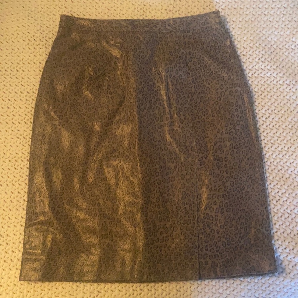 Vintage Leather Pencil Skirt- Grey Leopard Print-Size 4 Women’s